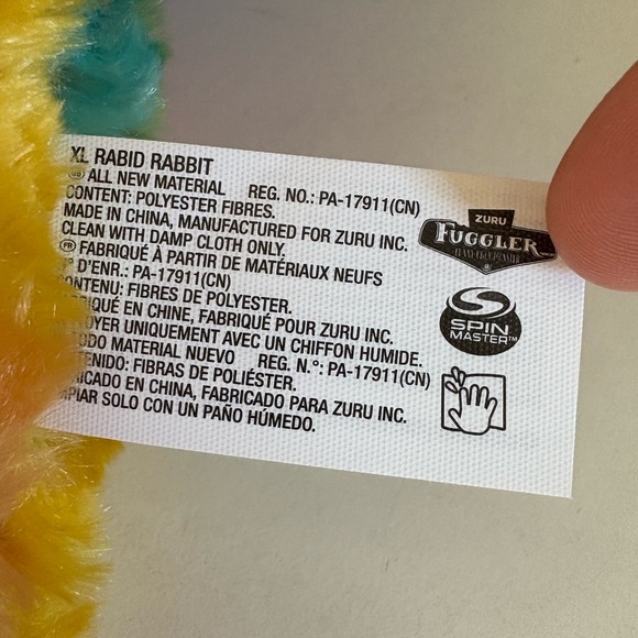 BIGG FUGGLER Fugg Rabid Rabbit NEW 18" Rainbow Plush Spin Master Tie-dye XL Big - Picture 6 of 8